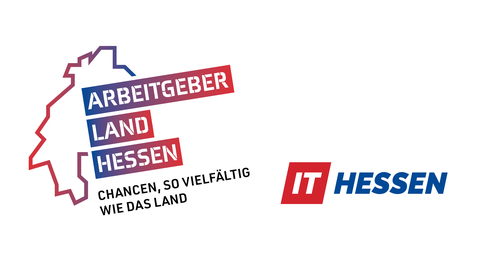 Engagierter Arbeitgeber für IT-Berufe in Hessen: die HZD Abbildung der Logos Arbeitgeberland Hessen und IT Hessen