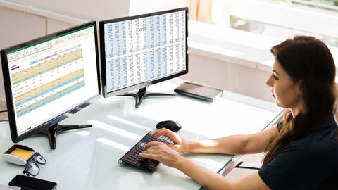 Im Angebot der HZD und ihrer IT-Fortbildung: IT-Standardseminare Junge Frau, die auf ihrem PC mit Windows-Programm Excel arbeitet