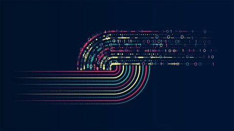 Tiefes Eintauchen in die Datenwelt - das duale IT-Studium bei der HZD Grafische Visualisierung von Datenströmen, die sich von parallel verlaufenden Linien in linear angelegte Binärcodes verwandeln