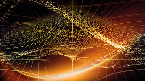 Grafik aus sich teilweise überschneidenen Linien, die trichterförmig auf einen hellen Lichtstreif zulaufen und die Bündelung von Datenströmen symbolisieren