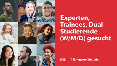 Experten, Trainees, Dual Studierende (w/m/v) gesucht Collage mit neun Porträts von Frauen und Männern
