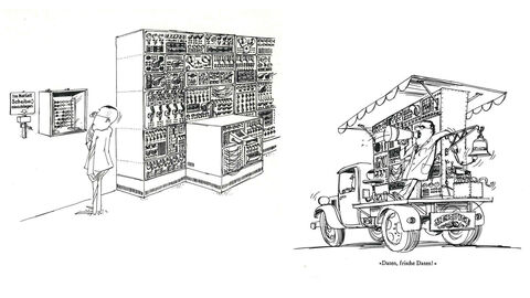 Fundstück aus einem Sonderdruck der INFORM zum Hessentag 1972 Zwei Cartoons aus einer frühen INFORM-Ausgabe im verstaubt anmutenden Humor der 70-er Jahre