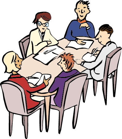 Arbeits-Gruppe Fünf Menschen arbeiten zusammen.